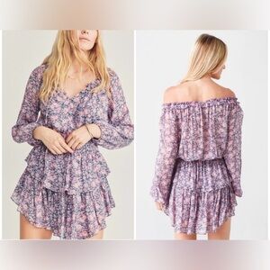 NWT LOVESHACKFANCY Popover Floral Chiffon Mini Dress 🌸🌺